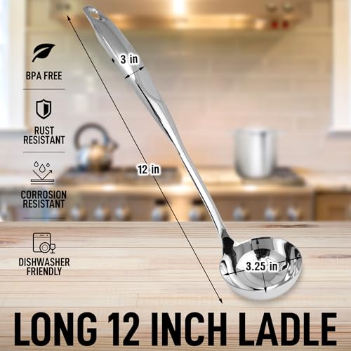 Zulay Kitchen Cucharón de sopa de acero inoxidable de 13 pul