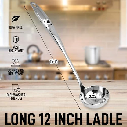 Zulay Kitchen Cucharón de sopa de acero inoxidable de 13 pul