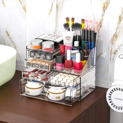 Cq acrylic Organizadores de maquillaje transparentes y almac