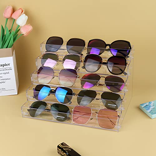 Organizador de lentes de sol de 5 niveles, soporte acrílico
