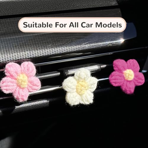 Clips de ventilación de automóvil con flores de ganchillo, 6