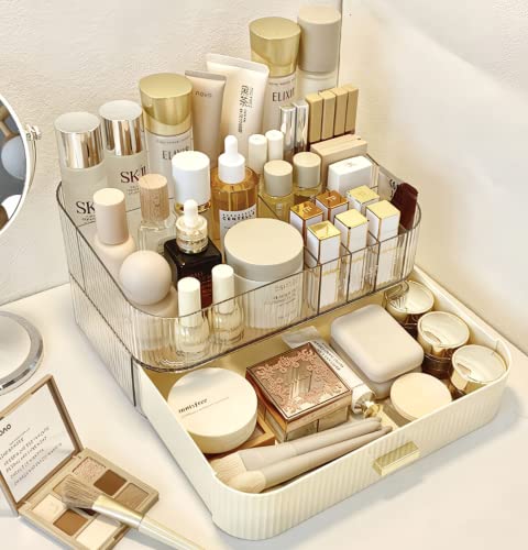 Organizador de maquillaje con cajón apilable, vitrina de alm