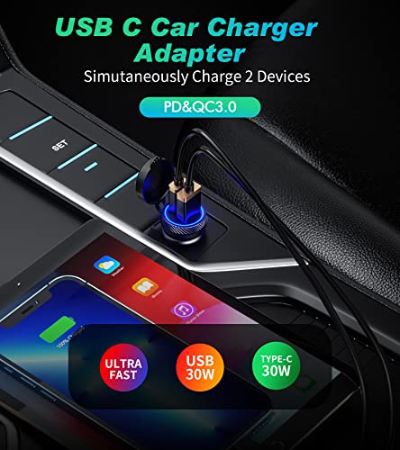 KEWIG Cargador de coche USB C, 60W/5A Super Mini Cargador de