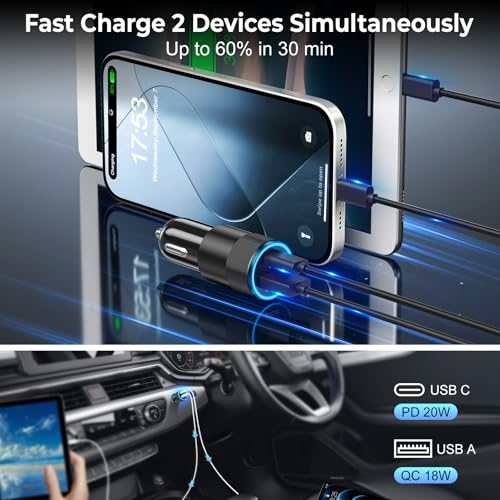 Paquete de 6 cargadores USB C para automóvil, adaptador de c