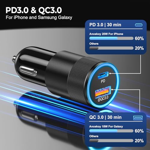 Paquete de 6 cargadores USB C para automóvil, adaptador de c