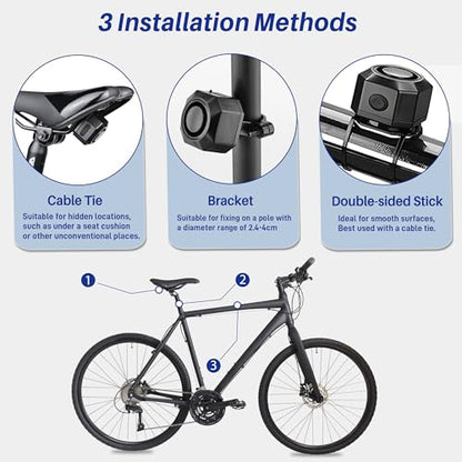 Cruxer Alarma de bicicleta recargable por USB con soporte, a