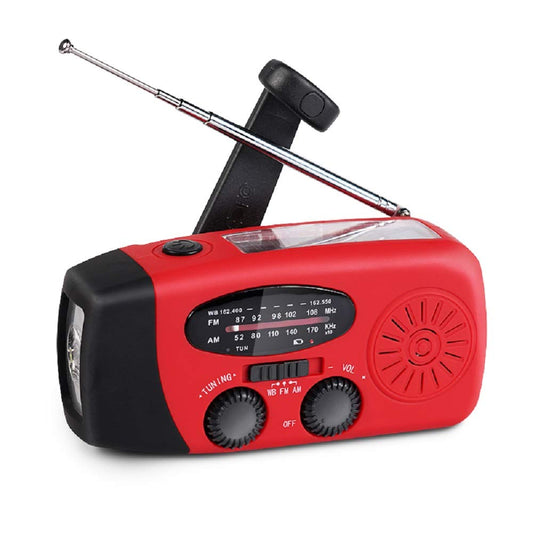 Radio solar portátil de emergencia meteorológica manivela AM