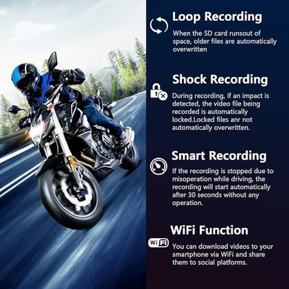 Fydun Cámara de salpicadero de motocicleta, 2 pulgadas, grab