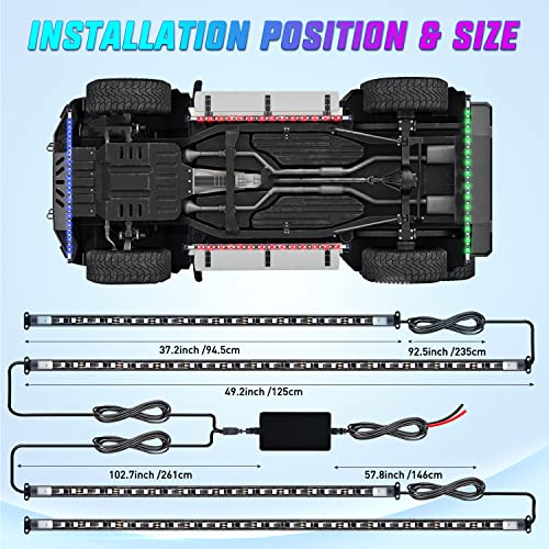 Nilight 4 tiras de luces de neón para automóvil, 256 luces L