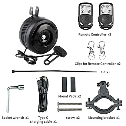 Bocina de alarma para bicicleta con control remoto, recargab