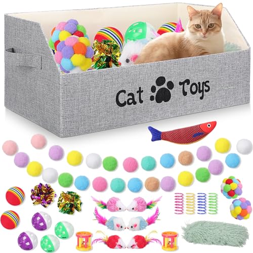 Zopeal Caja de juguetes para gatos de interior, 55 unidades,