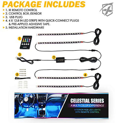 Xprite Tira de luz LED RGB para interior de auto control rem