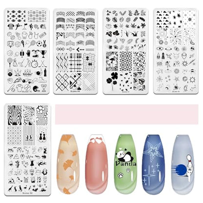 Biutee Juego de placas de estampado de uñas – 10 plantillas