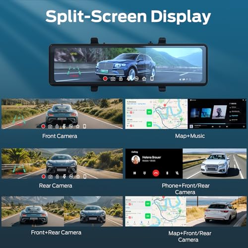 Cámara de espejo retrovisor, Dash Cam, 11.26 pulgadas 4K UHD