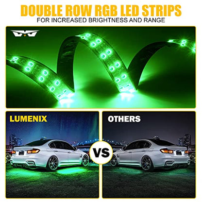 LUMENIX Kit de luces LED RGB de doble fila para automóvil, 4