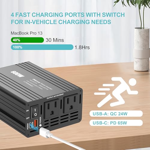 [Actualizado] Inversor de corriente de 600 W para vehículos