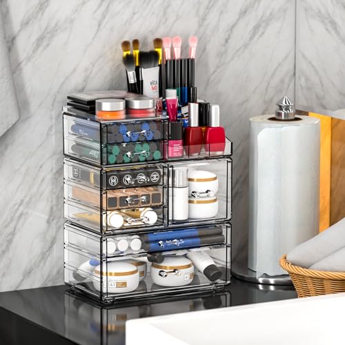 Cq acrylic Organizador de maquillaje transparente y almacena