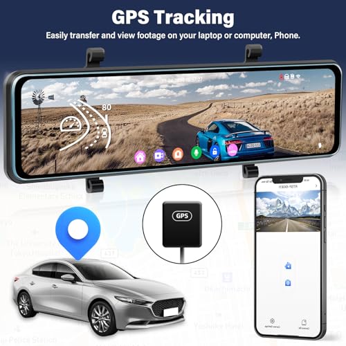 Cámara de tablero con espejo WiFi 4K, cámara de tablero de e