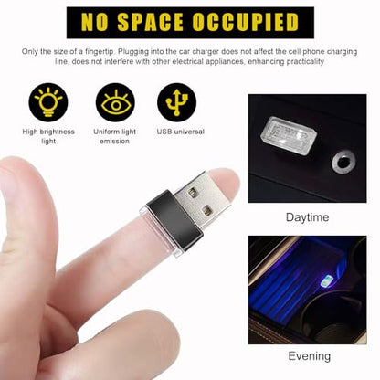 4 lámparas LED USB de ambiente para interior del automóvil,
