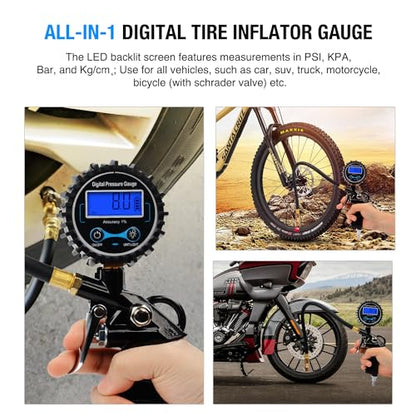 Nilight 50026R - Medidor digital de presión para inflador de