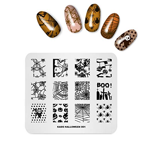 Placas de estampado de uñas Tema de Halloween Calabaza Araña
