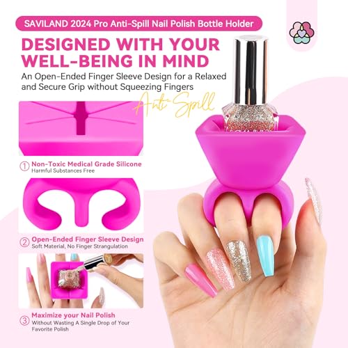 SAVILAND 3 anillos para esmalte de uñas: antiderrames, porta