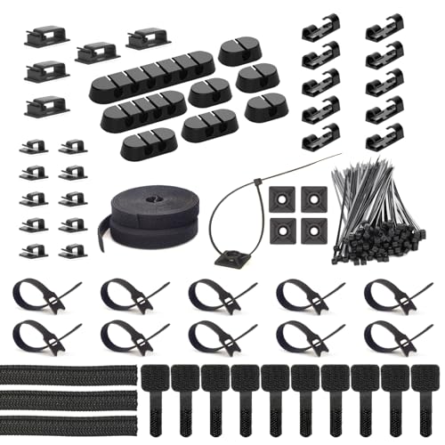 ZIIYAN Kit de organización de cables de 163 piezas, 3 fundas