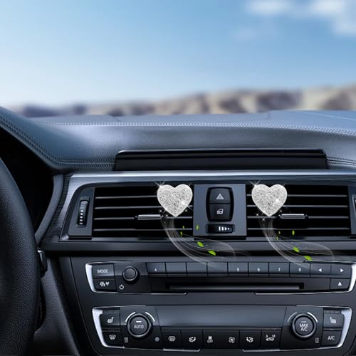 Clips de ventilación de coche con forma de corazón plateado,