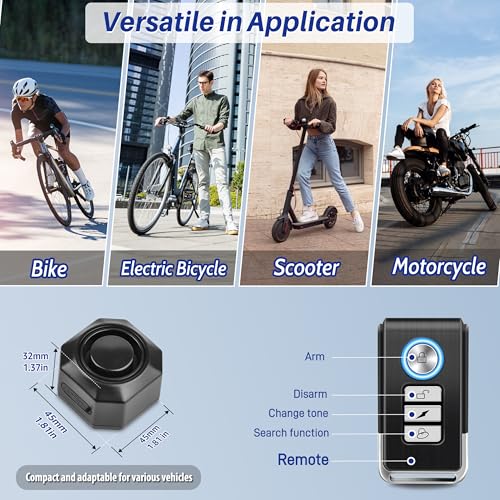 Cruxer Alarma de bicicleta recargable por USB con soporte, a