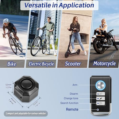 Cruxer Alarma de bicicleta recargable por USB con soporte, a