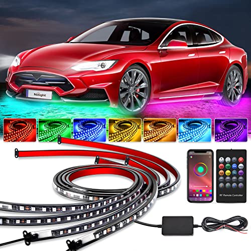 Nilight 4 tiras de luces de neón para automóvil, 256 luces L