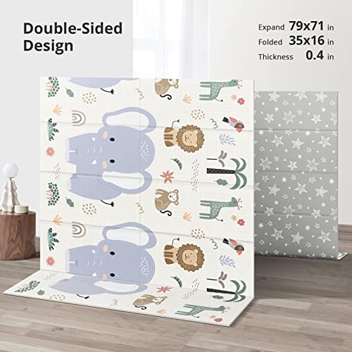 Tapete de juego plegable de 79 x 71 pulgadas para bebé, extr