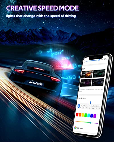 Torchbeam Luces interiores RGB para automóvil, luces LED de