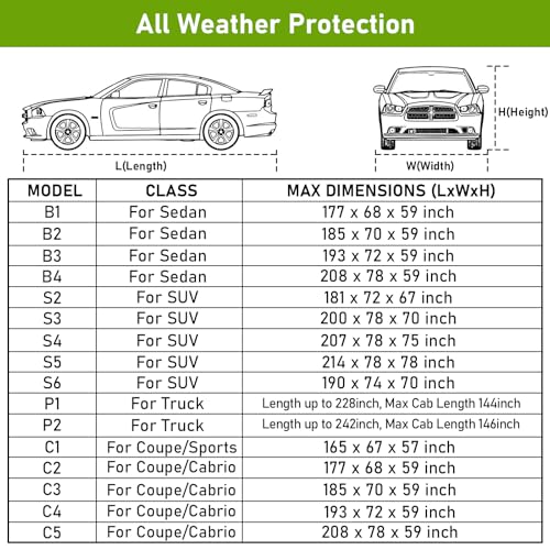 Favoto Funda impermeable para automóvil sedán, 6 capas para