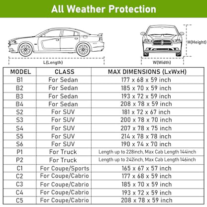 Favoto Funda impermeable para automóvil sedán, 6 capas para