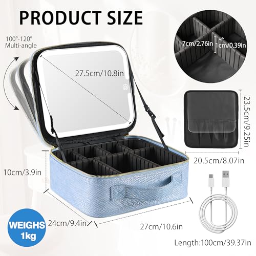 Portable Travel Makeup Bag with Mirror and Light - 3 Colors,