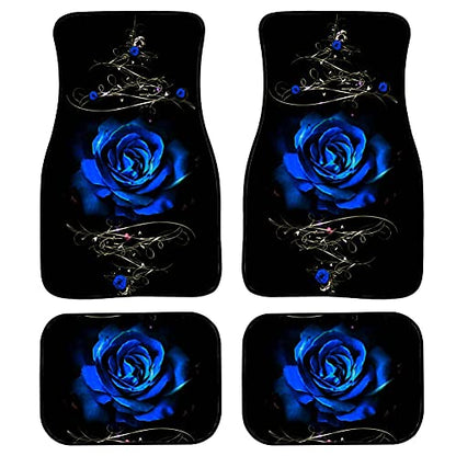 Biyejit Alfombrillas de coche con diseño de rosas azules, al