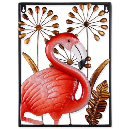 Arte de pared de pájaro de metal, escultura de pared de flam