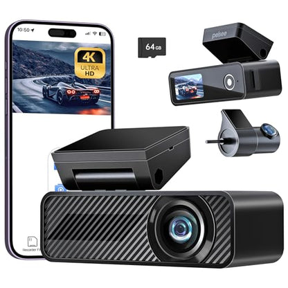 Pelsee P1 Duo 4K Dash Cam frontal y trasera, tarjeta SD de 6