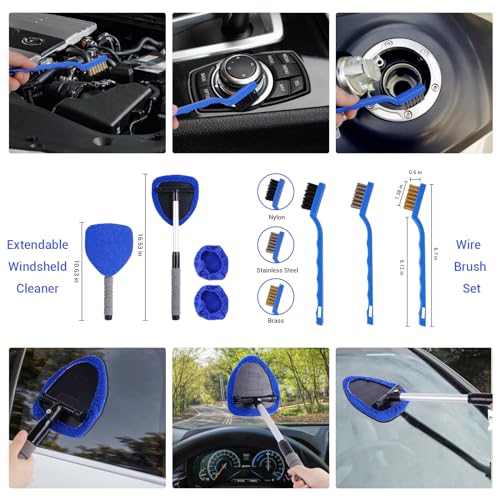 BIBIRE Juego de 26 cepillos para detalles de automóvil, kits