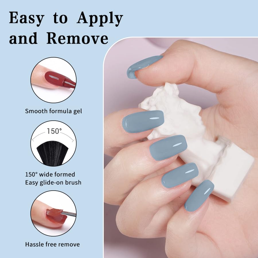 JR juego de esmalte de uñas de gel color azul colección 9pcs