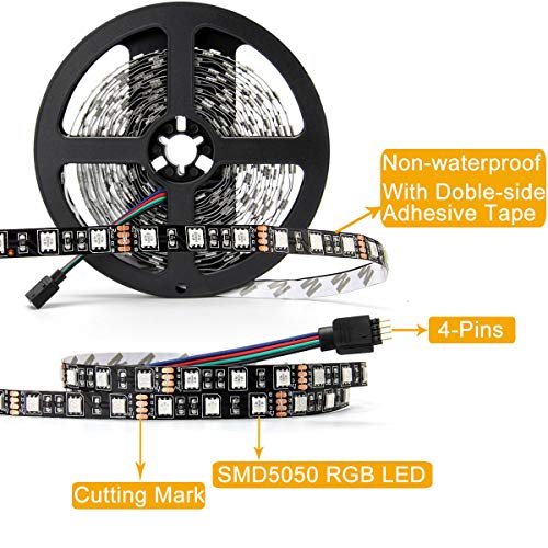 SUPERNIGHT Tira de luces LED RGB 5050, 16.4 pies, 300 LED, l