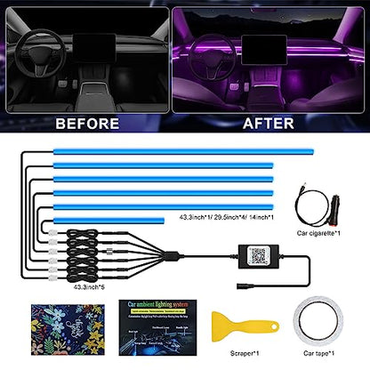 Tira de luz LED de acrílico para interior de automóvil con a