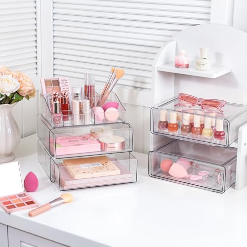 Vtopmart Organizador de maquillaje transparente de 3 niveles