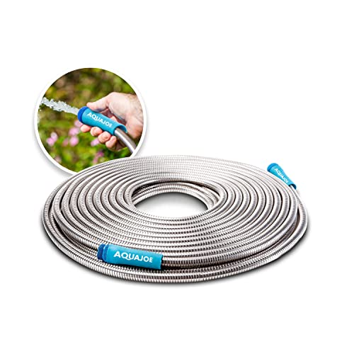Aqua Joe AJSGH50 - Manguera de jardín de acero inoxidable 30