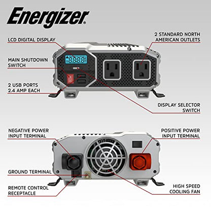 Energizer Inversor de corriente de 1100 vatios, inversor de