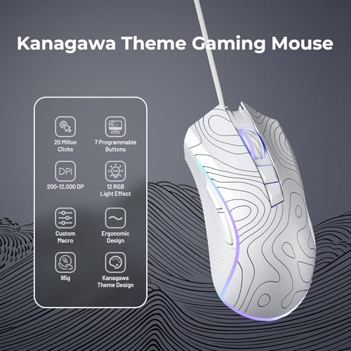 XVX G705 - Ratón para juegos con cable, 12000 DPI RGB con 12