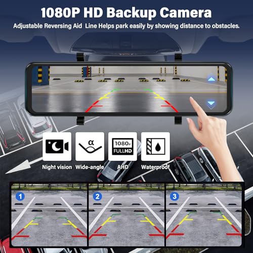 Cámara de tablero con espejo WiFi 4K, cámara de tablero de e