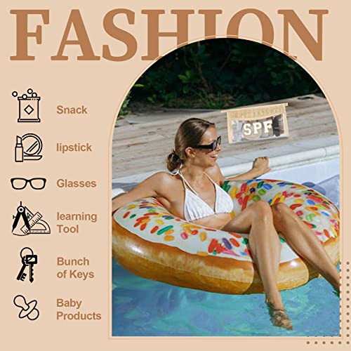 Pequeñas bolsas de maquillaje transparentes de paja bohemia