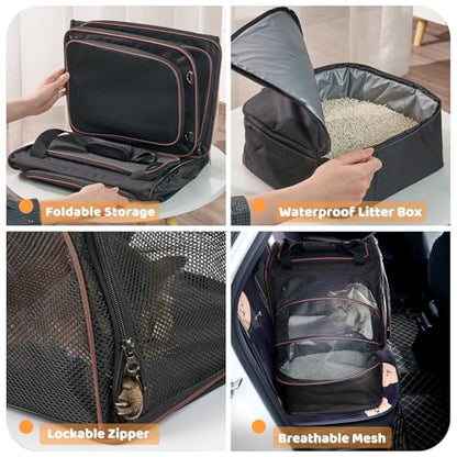 Transportador de gatos con caja de arena, transportador de g